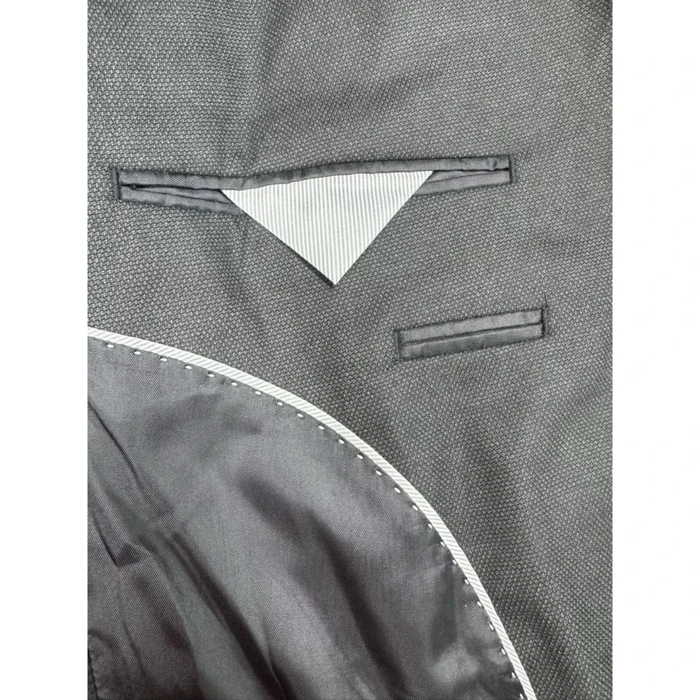 Banana Republic Mens Blazer Jacket Sz 44L Gray Charcoal Slim Fit Sport Coat B8